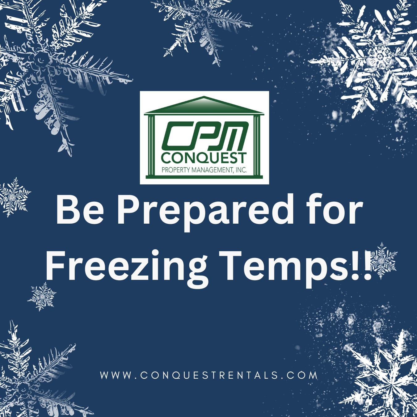 Be Prepared for Freezing Temps!!